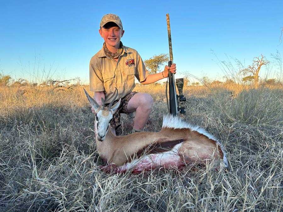 Slade with one of his African plains game trophies
